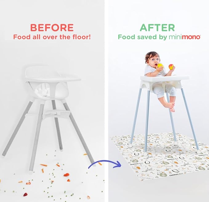 Baby Splat Mat for Under High Chair - 30 Pcs Disposable and Waterproof Splash Mats - 40"x47" Multipurpose Activity Mat for Picnic, Arts and Crafts - Baby Led Weaning Supplies (Penguins)