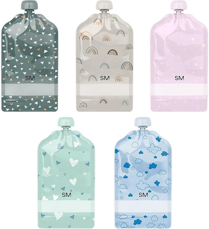 Simple Modern Reusable Baby Food Pouches for Toddlers | BPA Free Plastic, Food Safe, Freezer Safe | Refillable for Applesauce Yogurt & Puree Squeeze Pouch | 10 pack | 5oz | Assorted