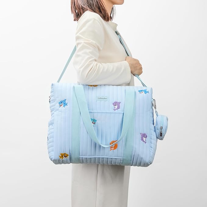 GOBABYMART 3pc Diaper Bag Tote Set, Hospital Bag for Labor & Delivery, Maternity Travel Bag with Changing Pad & Pacifier Case