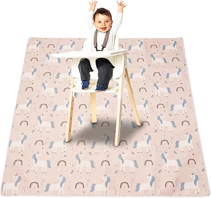 CoolaPeach Splat Mat for Under High Chair/Arts/Crafts, Washable Baby Spill Mat Waterproof Non-Slip Floor Splash Mat, 43"x 43" Portable Play Mat and Table Cloth