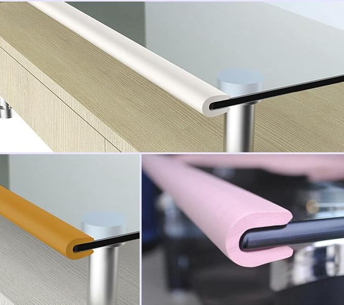 M2cbridge U Shape Extra Thick Furniture Table Edge Protectors Foam 6.5 Ft (Off White with 4 Corners)