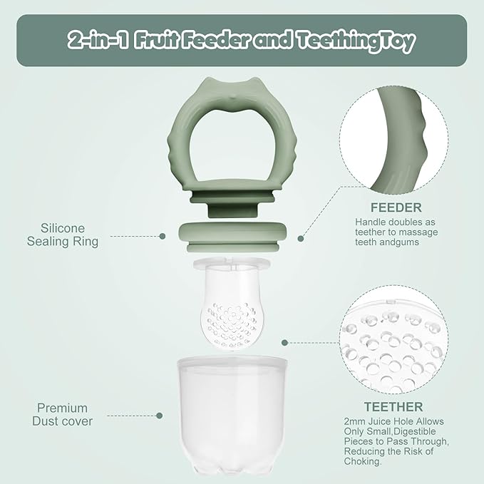 Baby Fruit Food Feeder Breastmilk Popsicle Molds, Silicone Food Freezer Tray for Cooling Teething Relief, Baby Food Feeder for Safe Infant Self Feeding, Includes 3 Extra Food Pacifier