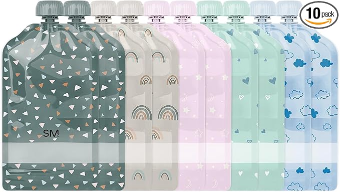 Simple Modern Reusable Baby Food Pouches for Toddlers | BPA Free Plastic, Food Safe, Freezer Safe | Refillable for Applesauce Yogurt & Puree Squeeze Pouch | 10 pack | 5oz | Assorted