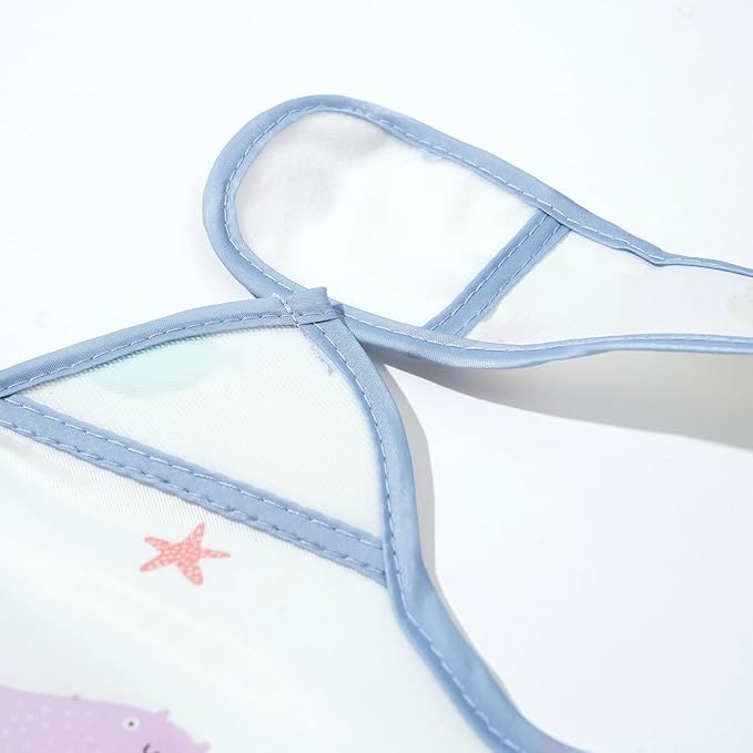 CoolaPeach 3-Pack Waterproof Baby Bibs for Eating - Lightweight Feeding Bibs, Mess Proof, Baby Essential Must Have for Eating