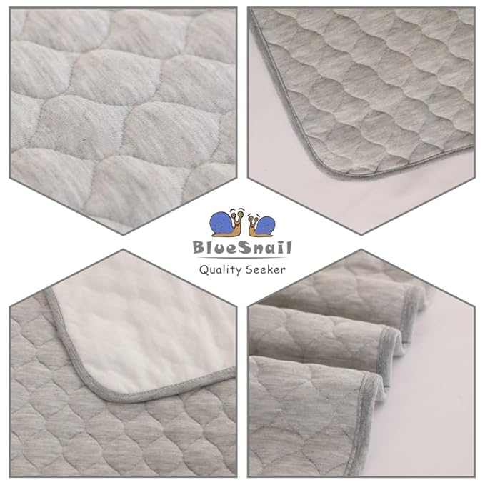 BlueSnail Washable Underpads,Waterproof,Soft, Portable and Reusable Incontinence Bed Pads for Toddler,Adults,Elderly and Pets (18" x 24" Pack of 3)(Ash Gray)