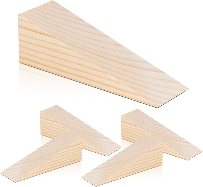 Elesunory 20 Pack Wooden Wedges for Chair Caning Supplies, Non Slip Wood Door Stopper, Triangle Wood Block for Chair Caning Door Stop