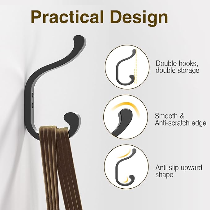 bussdis Coat Hanger Wall Mount 8-Pack - Wall Hooks for Hanging Heavy Duty