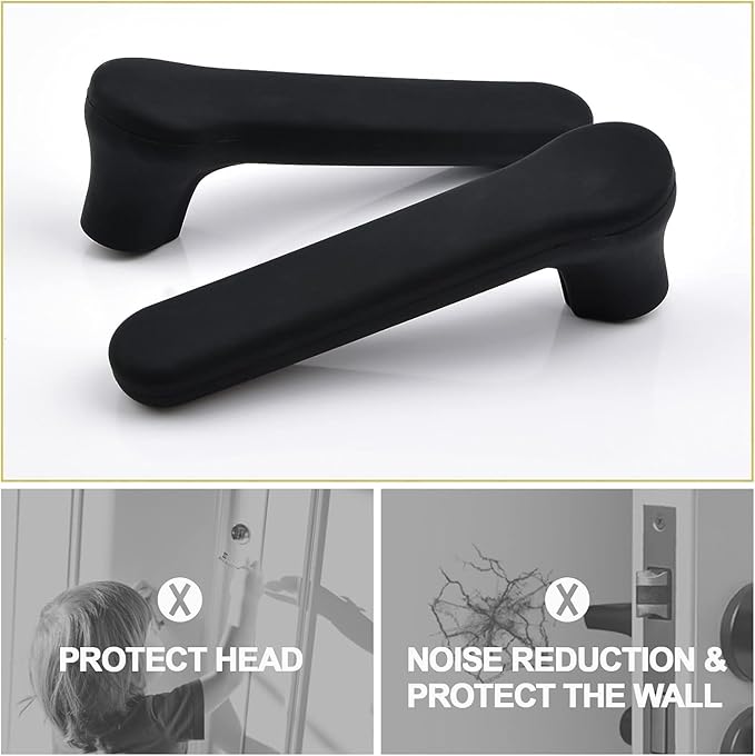 Silicone Door Handle Covers - Door Knob Covers Anti-Static Safety Door Knob Protector for Flat Square Levers 4Pcs（2 Black + 2 Brown）