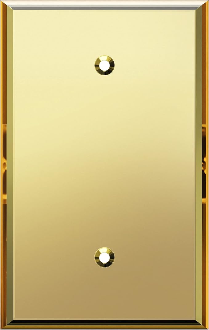 LIDER Reflective Acrylic Blank Device Wall Plate, Mirrored Cover Plate, Plexiglass Wall Plate, Acrylic Glass, Oversized 1-Gang 5.25" x 3.44", LWP-01O-AGD, Gold