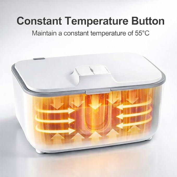 Wet Wipes Heater, Baby Wipe Warmer and Baby Wet Wipes Dispenser with Night Light for Infants Adults Large Capacity Surround Heating Super Silent Diaper Wipe Warmer