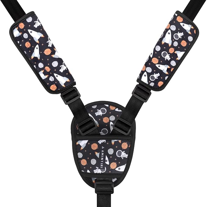 Car Seat Straps Pads for Kids, Ultra Soft Plush Car Seat Strap Covers for Kids, Infant Carseat Shoulder Pad, Hip Support for Car Seats, Pushchair, Baby Stroller. (Astronaut)