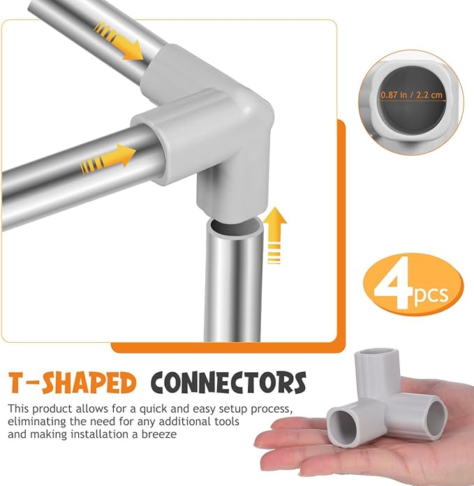 4pcs Guardrail Pvc Elbow Fitting Top Corner Joint Playpen Pvc Corner Elbow Fitting 3 Way Canopy Fitting Fittings Fittings Tent Connection Tee Light Grey Totority