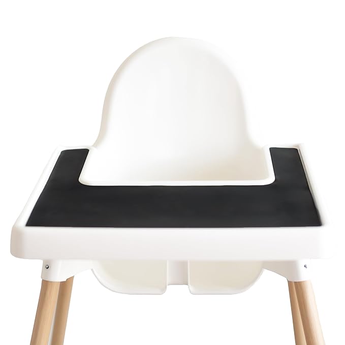 Yeah Baby Goods Placemats Compatible with IKEA Antilop High Chair (Cinder Black) - Slip-Resistant & Food-Grade Silicone High Chair Mat - Easy Clean HighChair Accessory