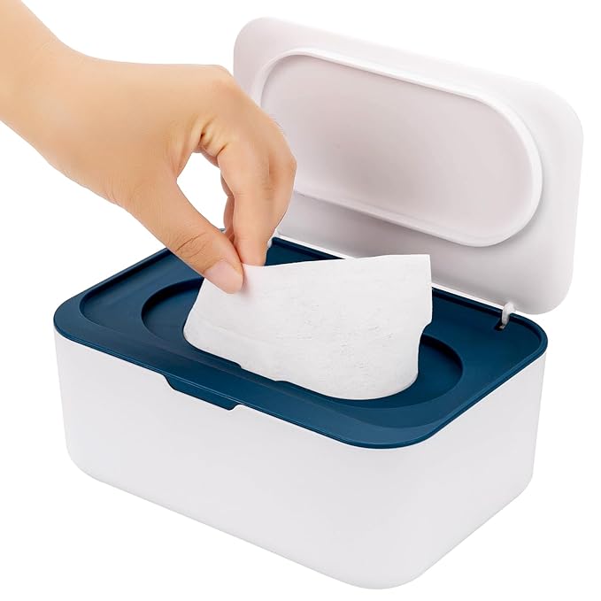 Baby Wipes Dispenser, Wipe Holder for Baby & Adult,Keeps Wet Tissue Fresh, Non-Slip Wipes Case,Easy Open & Close， Flushable Wipe Container with Sealing Design Lid