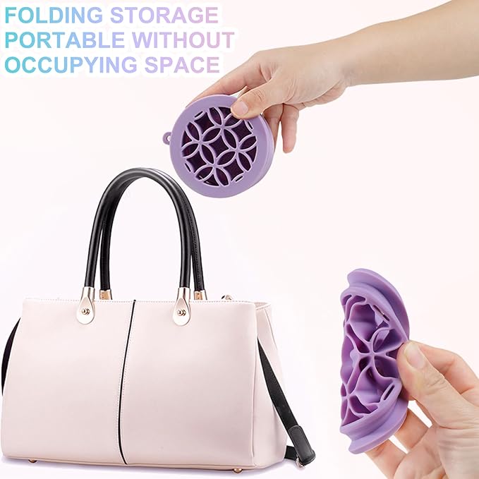 Makeup Brushes Cleaner Mat with Brush Storage Holder, Folding Portable Washing Tool for Makeup Brush Cleaning, 2 In 1 Silicone Brush Cleaner Pad & Cosmetic Brush Organizer Rack (Blue)