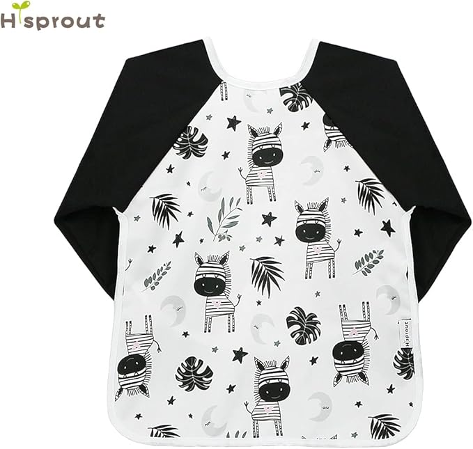 Hi Sprout Infant Toddler Baby Waterproof Sleeved Bib, Bib with Sleeves&Pocket, 6-24 Months