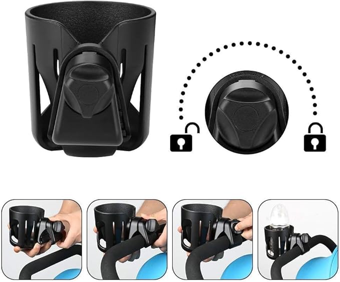 New Stroller Cup Holder for Stanley Quencher H2.0 (30 & 40 Oz. Models), Also Compatible with Stanley IceFlow (20 & 30 Oz. Models) - Black