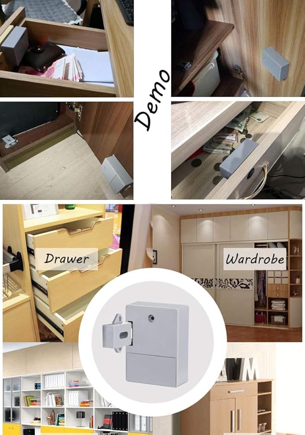 ETEKJOY RFID Electronic Cabinet Lock Hidden DIY for Wooden Cabinet Locker Drawer Cupboard (Gray)