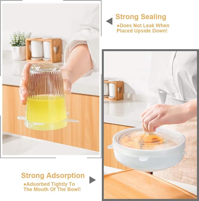 LELE LIFE 4 Pack Same Size Silicone Stretch Lids, Thicker Reusable Sturdy Silicone Container Cover, Expandable Food Storage Covers, Dishwasher and Freezer Safe, 9.84in(25cm)