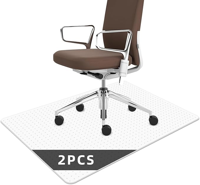 Office Chair Mat for Carpet Floor (2 Pack 36" x 48"), Slip Resistant Heavy Duty Under Desk Protector Carpeted Floors Mats, Rolling Computer Mats with Studs for Home and Office Low Pile Carpets