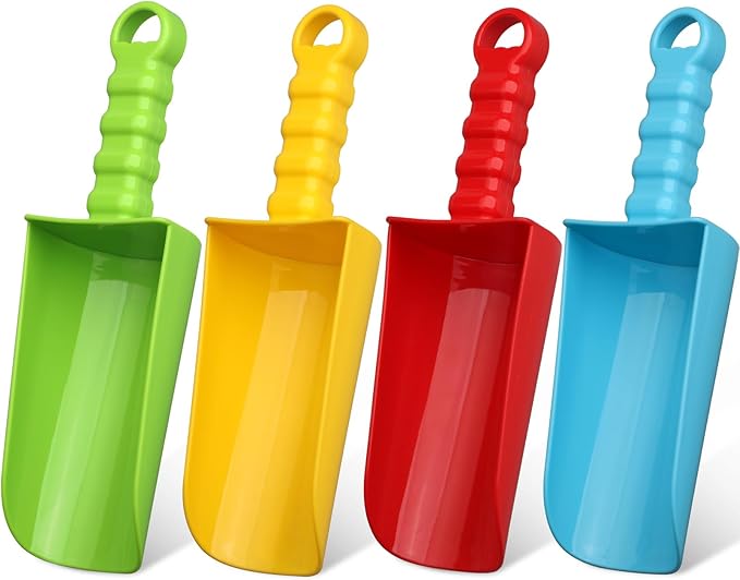 Jumbo 9" Beach Sand Shovels Toys for Kids Adults, Large Sand Beach Spade Scoop Garden Tools for Sandbox Kit Indoor Outdoor Digging Gardening, Beach Accessories Essential Gift for Travel 4 Pack
