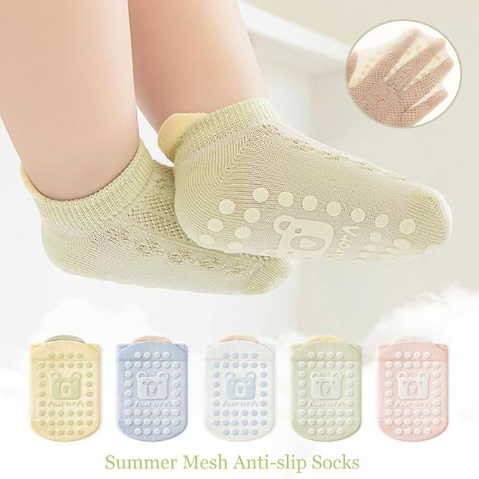 Baby Crawling Knee Pads and Socks with Anti-Slip Grips 10 Pairs Unisex Baby Toddler Nonslip Kneepads & Ankle Socks