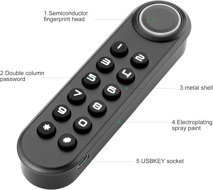 Fingerprint Cabinet Lock, Smart Electronic Cabinet Locks, Combination Password Drawer Lock with USBKEY Suitable for Office Cabinet, Wardrobes, Liquor, Weapon Storages and etc-ABS Lock Case