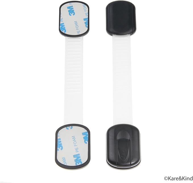Child Safety Locks (Black) - Set of 6 - Prevents Injury and Opening (Oven) Doors, (Kitchen Sink) Cabinets, Toilet Seats, etc. - No Tools or Screws Needed - Strong Removable 3M Adhesive - Adjustable
