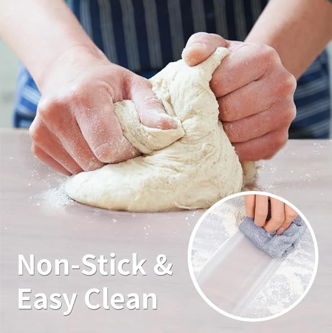 Standard SiliconeTable Placemat, Food-Grade Silicone Table Mat for Baking Pastry Non-Stick, Kids Nonslip Dinner Placemat Heat Resistant Waterproof Countertop Protector (Translucent White)
