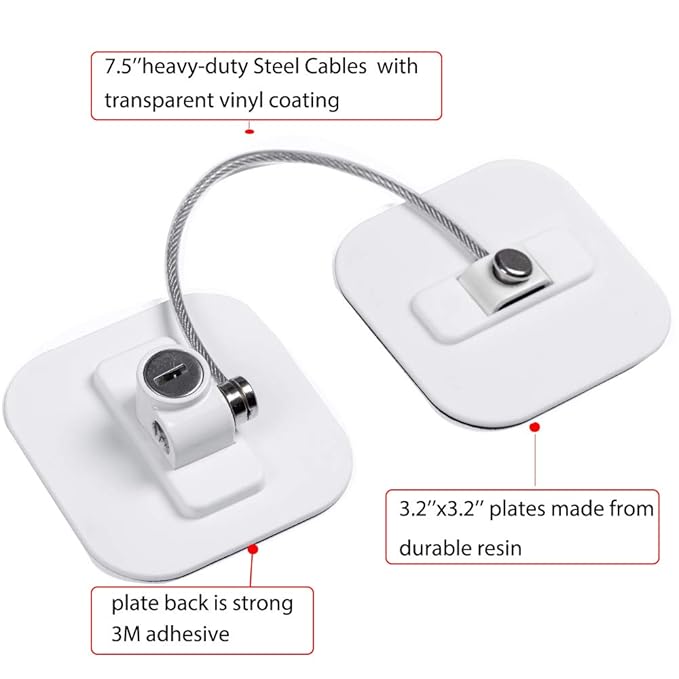 Fridge Lock,Refrigerator Locks,Freezer Lock with Key for Child Safety,Locks to Lock Fridge and Cabinets,White Fridge Lock