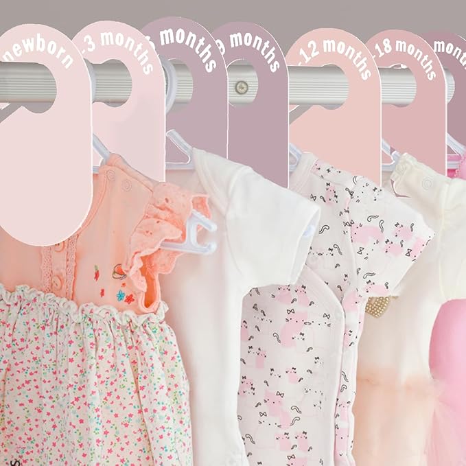 8 Pack Baby Closet Dividers – Pure Green Nursery Organizer for Baby Clothes 0-24 Months, Closet Size Markers, Baby Clothing Organizer for Nursery (blush)