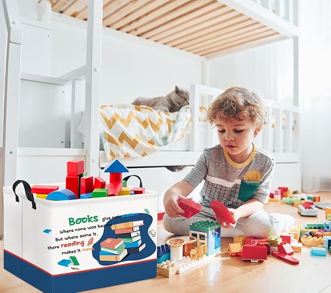 TIBAOLOVER Rectangular Kids Storage Bin Gift Basket Baby Organizer Cute Kids Toy Bin Room Decor(Book)