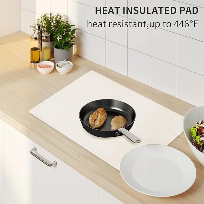 Standard SiliconeTable Placemat, Food-Grade Silicone Table Mat for Baking Pastry Non-Stick, Kids Nonslip Dinner Placemat Heat Resistant Waterproof Countertop Protector (Translucent White)