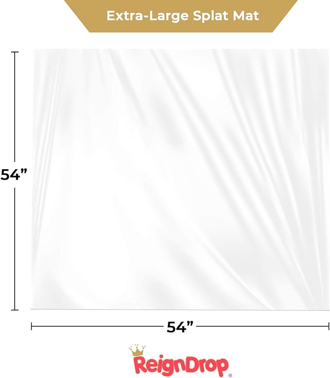 XL Baby Splat Mat for Under Highchair, Kids Room, Art Floor Cover, Food Spills. Easy to Clean, Child Safe. Ideal Under Pet Dish, Litter Box (Clear Square)