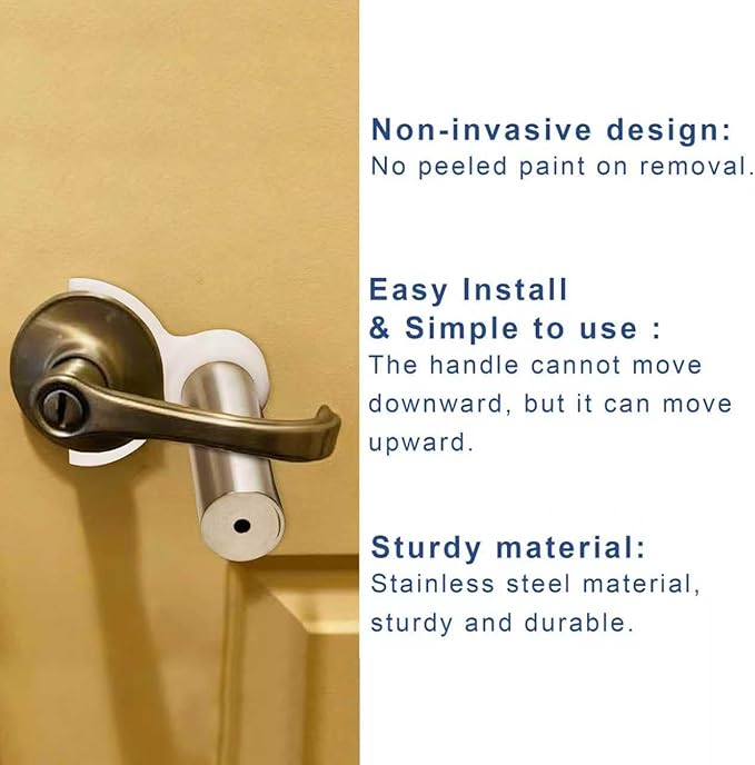 Pet Proof Door Lever Lock, Door Handle Lock Child Safety, No Adhesive Baby Proofing Door Handle Lever for Toddlers Cats Dogs (White)