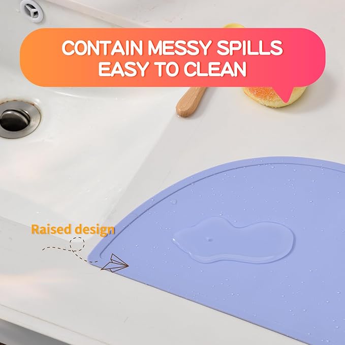 Silicone Bear Placemat for Toddlers (Half Circle 3pcs Purple)