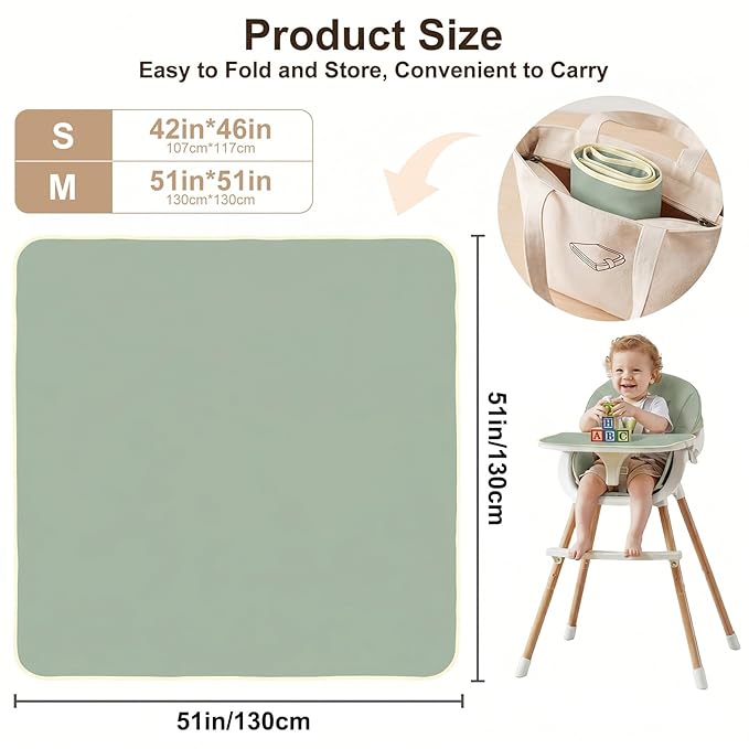 Basumee Splat Mat High Chair Mat Waterproof Baby Play Splat Mat for Under High Chair Food Catcher Highchair Mat for Floor Non Slip Bottom