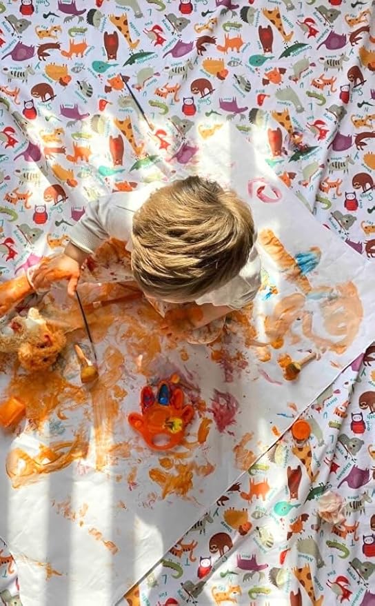 Waterproof High Chair Splat Mat – Machine Washable Floor & Table Protector for Baby Feeding, Art & Crafts, Outdoor Use (Family, 57x39 Inch)