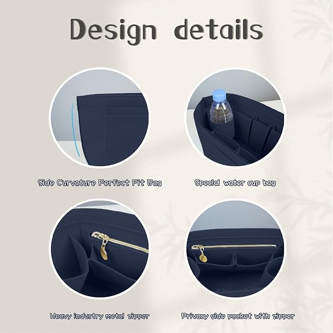 Lckaey Organizer Insert For Long Champ Le Pliage Purse organizer Premium Felt 1012-25Dk blue-S
