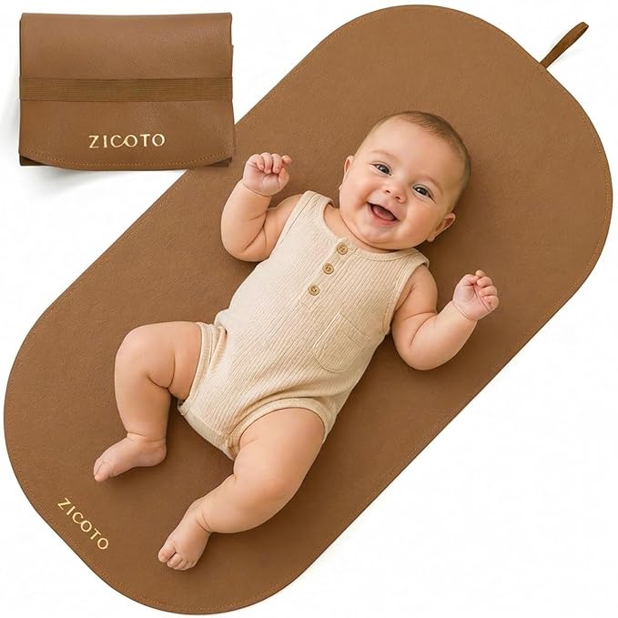 Beautiful Baby Diaper Changing Mat Made of Vegan Leather - Soft and Easy to Wipe Changing Pad for Travel or at Home Use - Lightweight and Foldable Mat that Perfectly Fits Into Any Diaper Bag