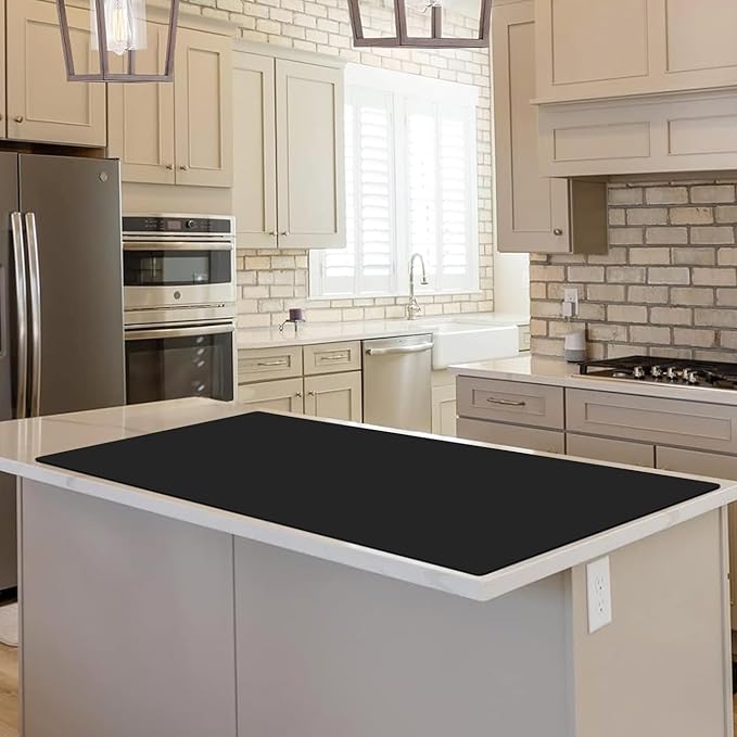 Extra Large Silicone Mat, 31.5x23.6 Inch Heat Resistant Mat for Kitchen Counter, Non Stick Silicone Baking Mat for Dough and Pastry, Thick Silicone placement Countertop Protector, Black countertop mat