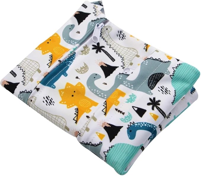 Asenappy 3pcs Cloth Diaper Wet Dry Bags Waterproof Reusable with Two Zippered Pockets Travel Beach Pool Daycare Soiled Baby Items Yoga Gym Bag for Swimsuits or Wet Clothes (dinosaur)