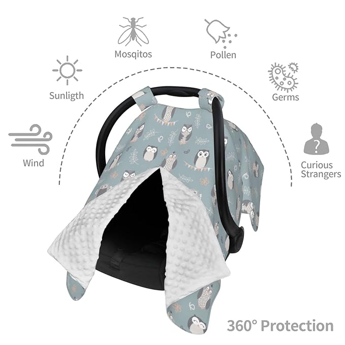 Owl Baby Car Seat Canopy Cover, Nursing Cover for Newborn, Owl Baby Stuff, Stroller Cover for All Seasons