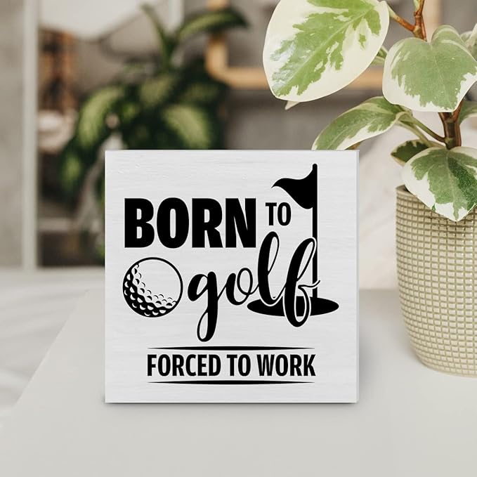 Born to Golf Wooden Box Decor Desk Sign Rustic Home Office Shelf Wall Decoration Gift for Golfer