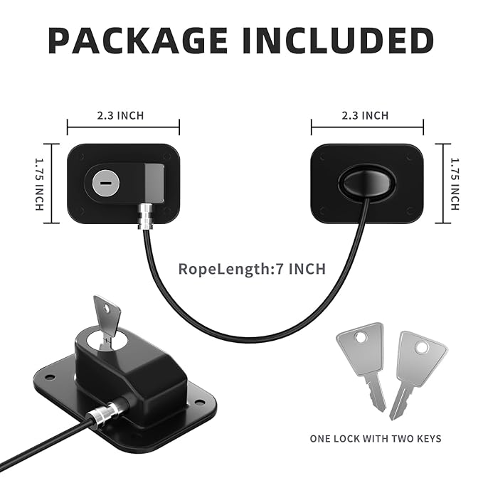 RORMGO Refrigerator Lock 2 Packs, Fridge Lock with Silicone Wire Protection Fridge Locks for Kids Easy to Use and Install Cabinet Locks with Key, Black