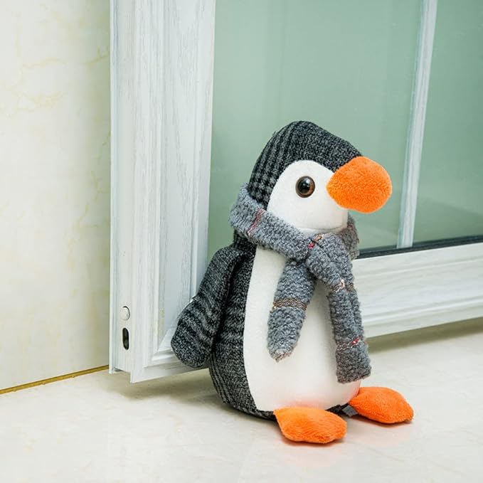 Marwood Cute Door Stopper Decorative Door Stops for Home and Office, Penguin Weighted Interior Doorstop Fabric Stuffed Animal Door Stopper Floor Decorative