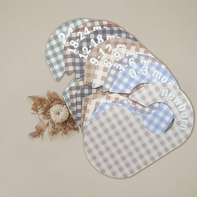 Baby Closet Divider, Baby Wardrobe Organizer, Double-Sided Pastel Gingham Design, Nursery Decor Clothes Hanger Dividers for Sorting 8 Sizes from Newborn to 12+ Months