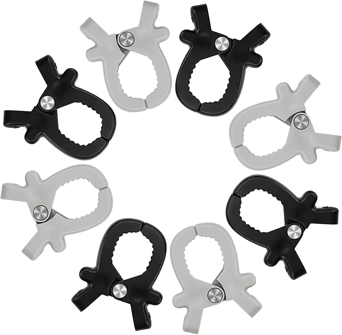 SHIDOW Plastic Beach Towel Clips for Chairs Windproof Design Clips for Towels on Beach, Pool, Cruise Ship, Boat (8 Pack, White and Black)