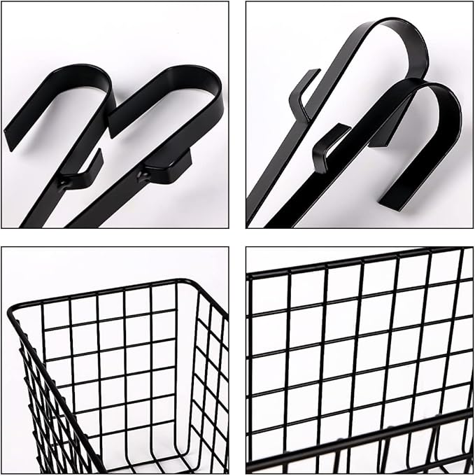 Metal Hanging Bedside Basket for Bunk Beds & Collage Dorms - Cabinet Wire Organizer for Storage, Multi-Use Large Organizing Caddy for Bedroom, Office (Black/Large)