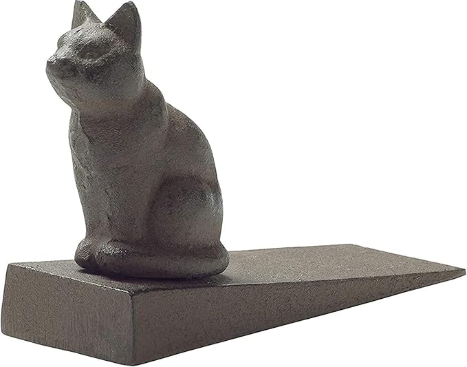 Comfify Vintage Cast Iron Cat Door Stop – One Decorative Wedge with Felt Bottom – Rust Brown Finish